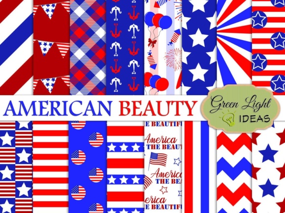 4th of July Digital Papers & American Patriotic Backgrounds: Versatile, High-Quality Designs for Every Celebration