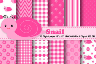 Snail Digital Paper: 12 High-Res 12×12 Papers + Clipart