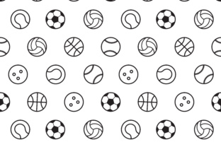 Sports Ball Outline Seamless Pattern